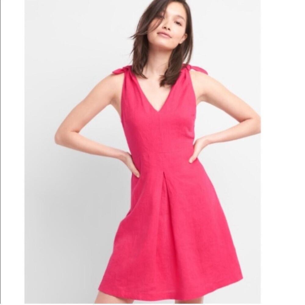 NEW GAP 100% Linen Dress size SMALL Sleeveless hot Pink